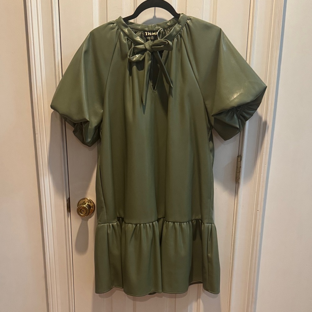 THML Green Puff Sleeve Dress